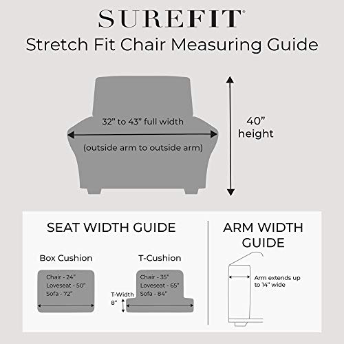 SureFit Authentic Denim T Cushion Sofa Slipcover, Sofa Cover Cotton Solid One Piece Design and Straight Skirt, Removable and Machine Washable Couch Cover, Indigo
