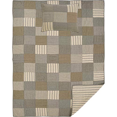 VHC Brands Sawyer Mill Charcoal Patchwork Farmhouse Bedding Reversible 3- Piece Quilt Set - Includes 1 (One) California King Quilt and 2 (Two) King Sized Pillow Shams
