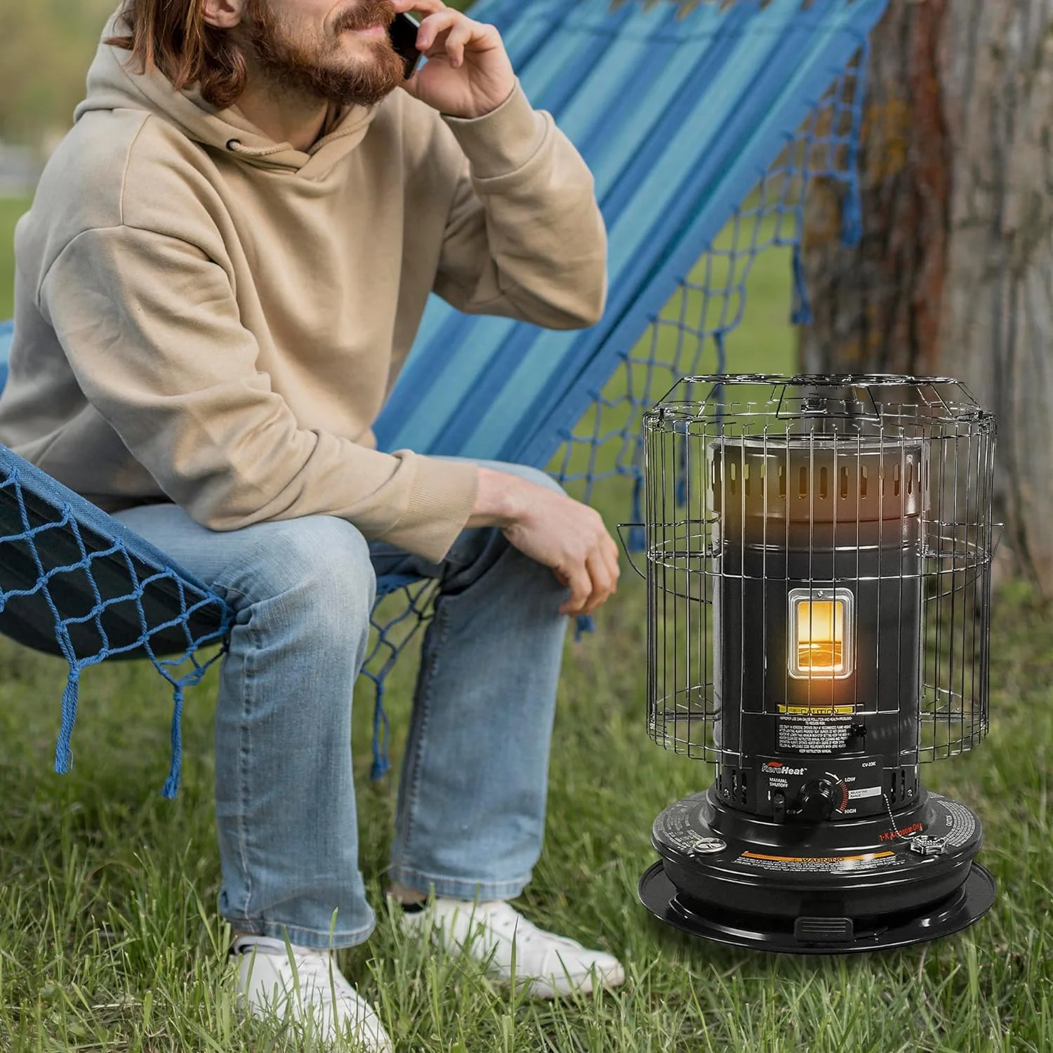 HeatMate Efficient 23,000 BTU Portable Convection Kerosene Personal Space Heater for 1,000 Square Feet of Indoor or Outdoor Use, White