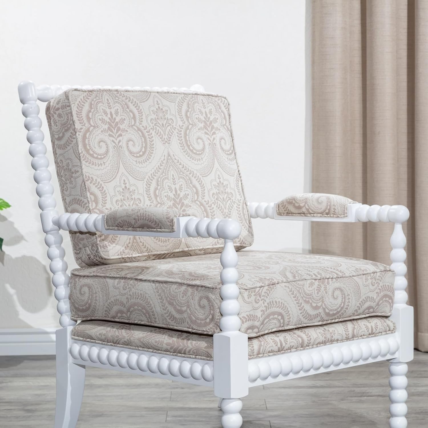 Spindle Chair, White Finish, White Spindle Chair, Fabric