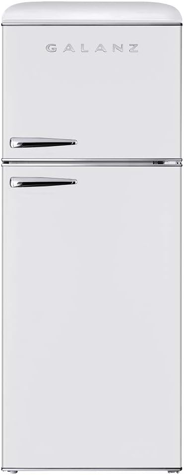 Galanz GLR76TWEER Retro Top Mount Refrigerator, Dual Door Fridge, Adjustable Mechanical Thermostat with True Freezer, White, 7.6 Cu Ft