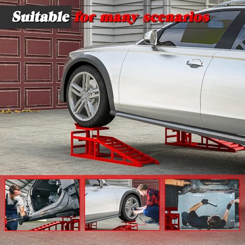 2 Pack Hydraulic Car Ramps 5T 10000lbs Low Profile Car Lift Service Ramps Truck Trailer Garage,Height Hydraulic Vehicle Ramps