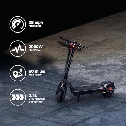 Segway Ninebot Max G3 Electric Scooter, 28 mph Top Speed w/ 50 Miles Max Range, 2000W Peak Motor, Dual Hydraulic Suspension, Fast Charging Scooter for Adults and Teens, UL-2272 2271 Certified