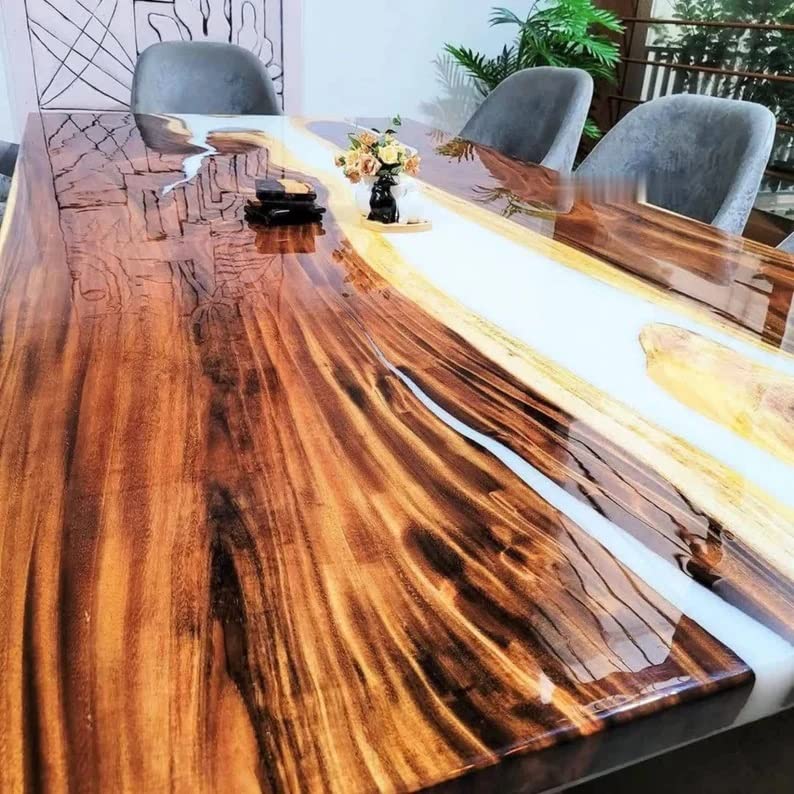Personalized Large EPOXY Table, Resin Dining Table for 2, 4, 6, 8 River Dining Table Top, Wood Epoxy Coffee Table Top (without Stand, 36 x 24inches)