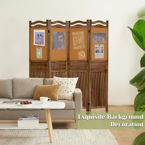 6 Panel Room Divider, 5.6FT Wall Divider for Room Separation, 6 Panel Wood Room Dividers and Folding Privacy Screens for Home Office Restaurant Bedroom Store, Light Brown