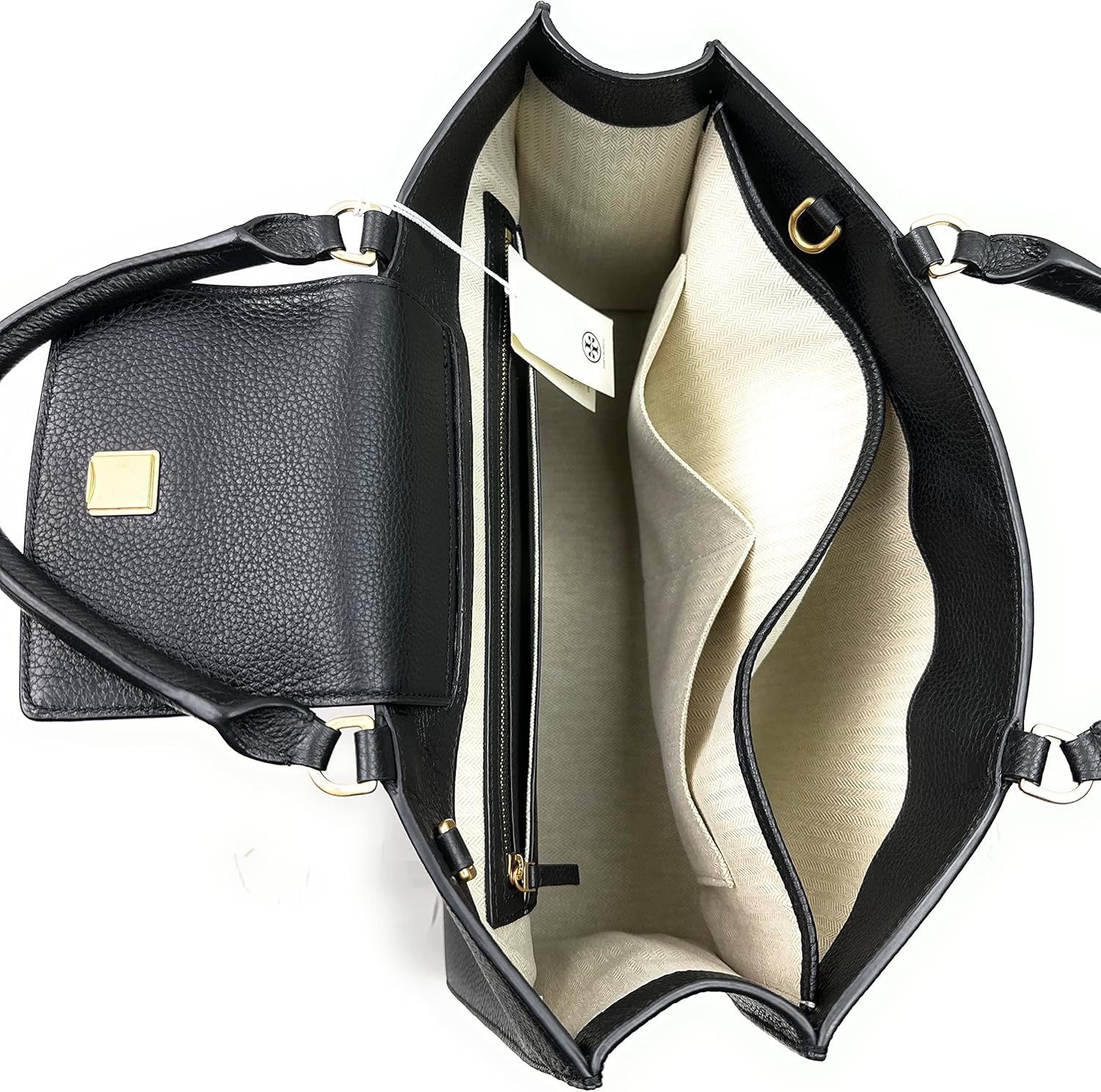 Tory Burch Britten Pebbled Leather Tote (Black)