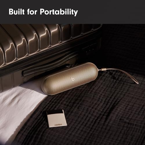 Beats Pill - Portable Bluetooth Speaker- Up to 24H Battery Life, Water Resistant, Bluetooth, Apple & Android Compatible, Seriously Loud Sound for Home, Outdoor and Travel- Champagne Gold