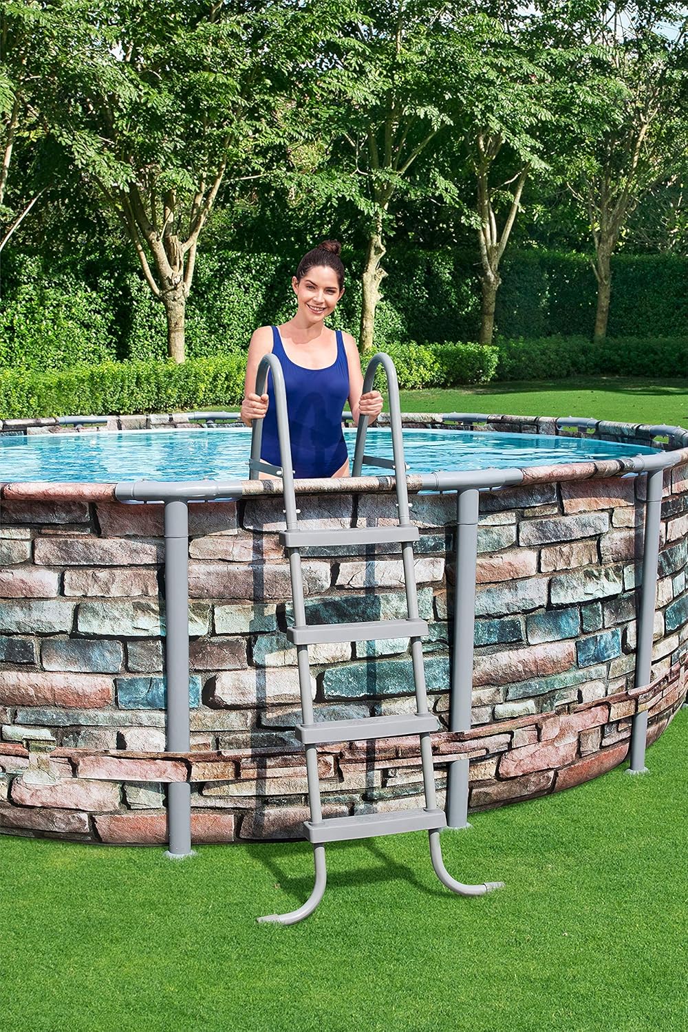 Bestway 56965E Power Steel 16' x 48" Set Above Ground Pool, Stone