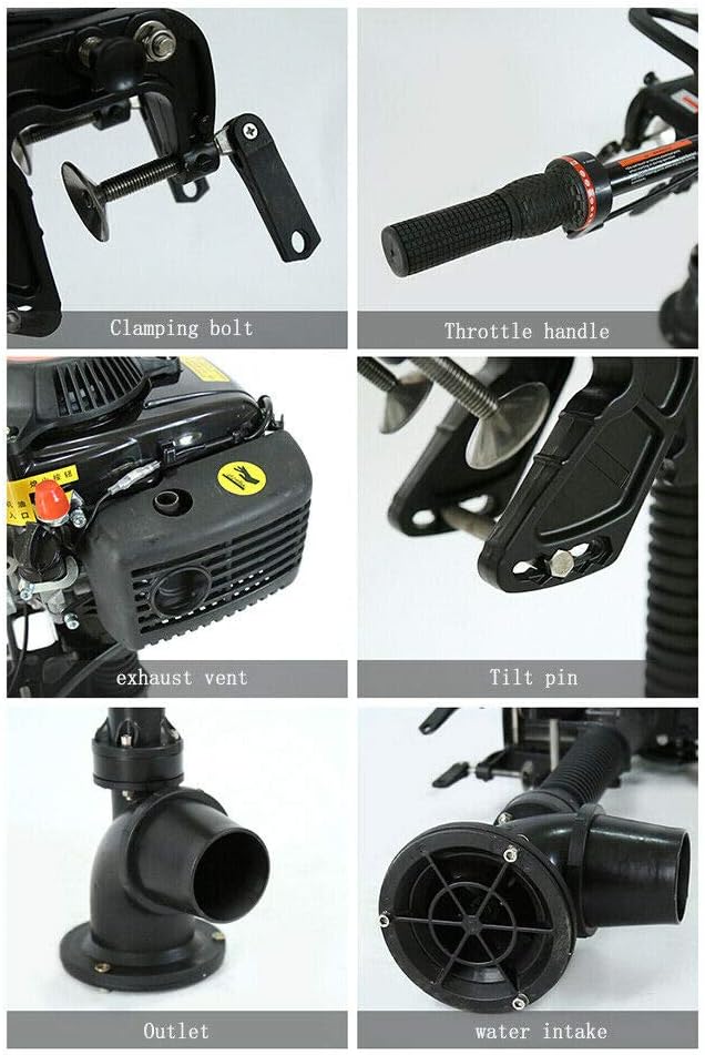 Boat Engine, 4HP 4 Stroke 55CC Outboard Motor Wind Cooling Tiller Control Outboard Motor CDI Ignition System Fishing Boat Engine, Boat Engine for Inflatable Boats, Fishing Boats, Small Yachts