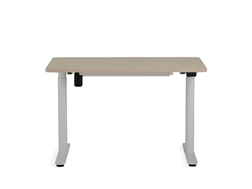 Steelcase AMQ Height-Adjustable Desk - Standing Adjustable Desk - Powerful Computer Standing Desk - Easy Assembly Computer Desk - White Base & Light Oak Top