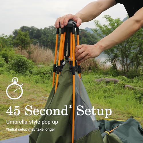 2-3-4 Person Camping Tent 60 Seconds Easy Quick Set Up Tent Waterproof Pop Up Dome Family Hexagon Outdoor Sports Backpacking Tents Double Layer Flysheet Camping Sun Shelters 2 doors