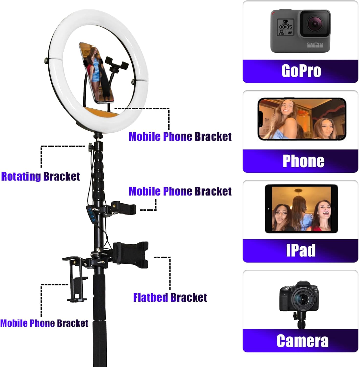 360 Photo Booth Machine for Parties with Free Logo Ring Light Selfie Holder Accessories,2 People Stand on Remote Control Automatic Spin 360 Video Camera Booth Platform Spinner 26.8” with Trolly
