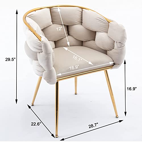 Modern Dining Room Dining Chairs Set of 4 Kitchen Chairs Comfy Gold Accent Chair Velvet Handmade Decorative Living Room Chairs Bedroom Furniture sillas de sala Tufted Arm Chairs for Vanity Green
