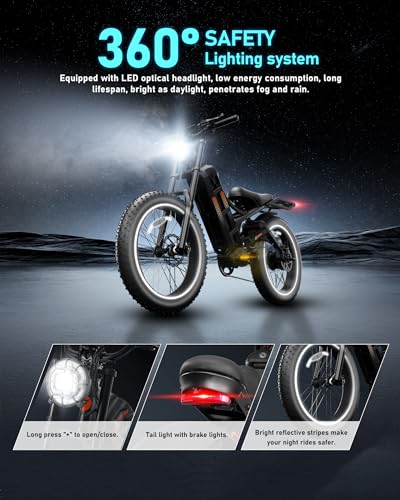 Romeo Pro/Romeo Ⅱ[2024 New]1200W/2500W Dual Motor 60Ah Adult Electric Bikes, 26*4/ 20*5 Fat Tire Electric Mountain Bike 34/37 Mph120+Miles Long Range Electric Bicycles, Four Piston Brake Ebike