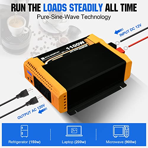 ECO-WORTHY 1.6KWH Complete Solar Panel Kit 400W 12V for RV Off Grid: 400W Solar Panels + 40A MPPT Charge Controller +12V 100Ah Lithium Battery + 1100W Solar Power Inverter + Bluetooth Module