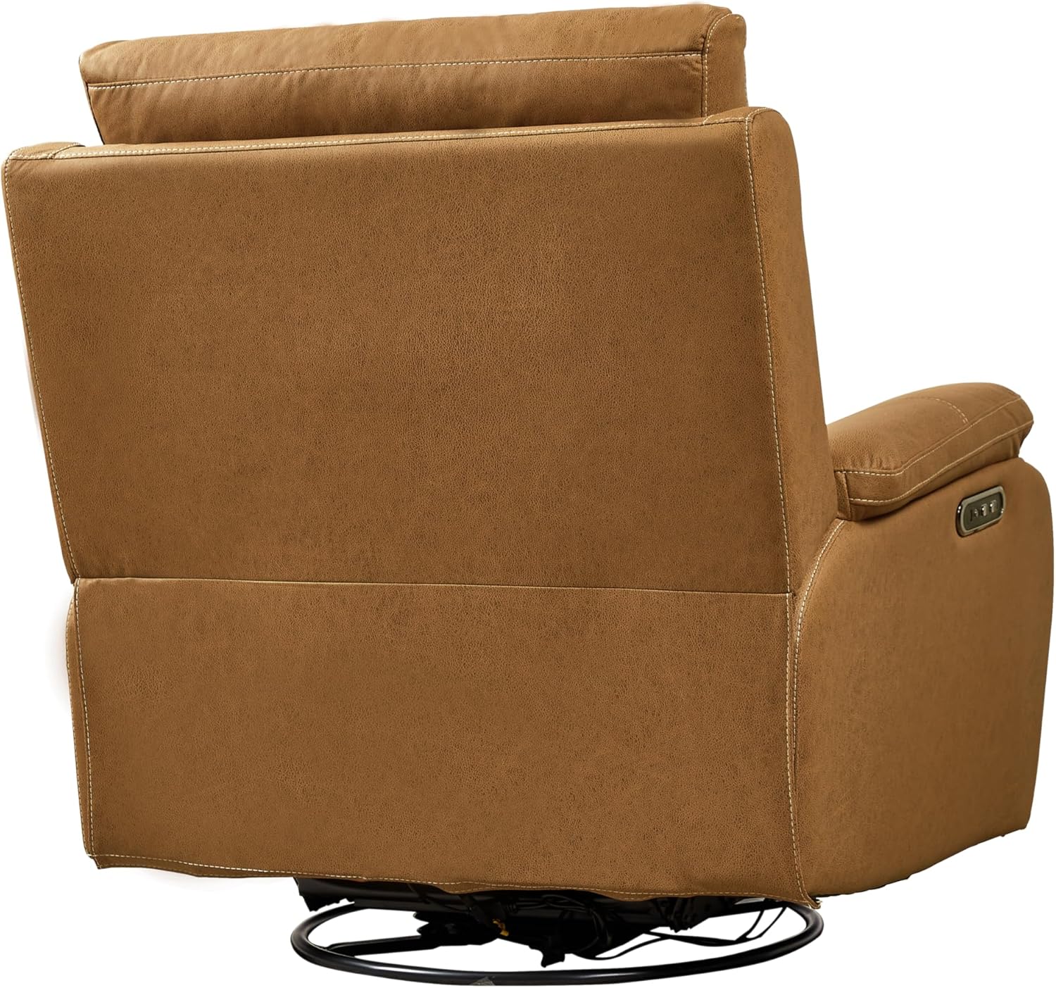 38" Dual Motor Rocking and 240 Degree Swivel Single Sofa Recliner Chair for Elderly, Power Headrest, Living Room Lazy Boy Lounge w/One-Key Reset Button and USB Charging (Yellow Brown)