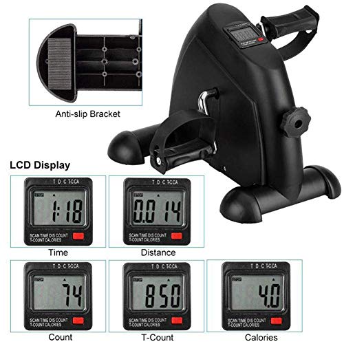 Mini Exercise Bike Seated Exerciser Stationary Pedal Bike for Legs and Arms Cycling with LCD Monitor, Portable Pedal Exerciser Arm Leg Cycle Gym Fitness