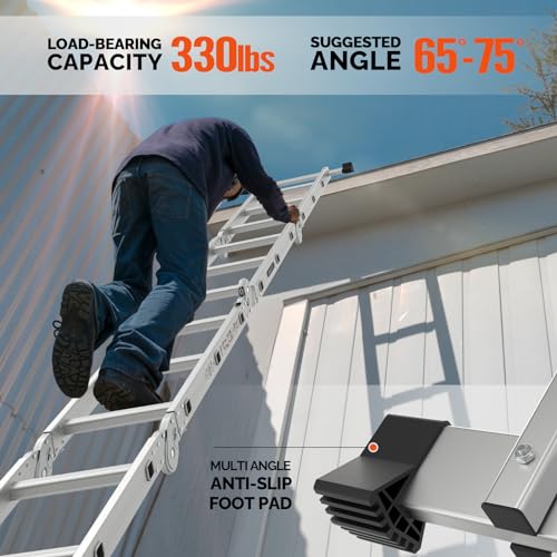 LUISLADDERS 15.5FT Folding Ladder Multi-Purpose Aluminium Extension 7 in 1 Step Heavy Duty Combination EN 131 Standard