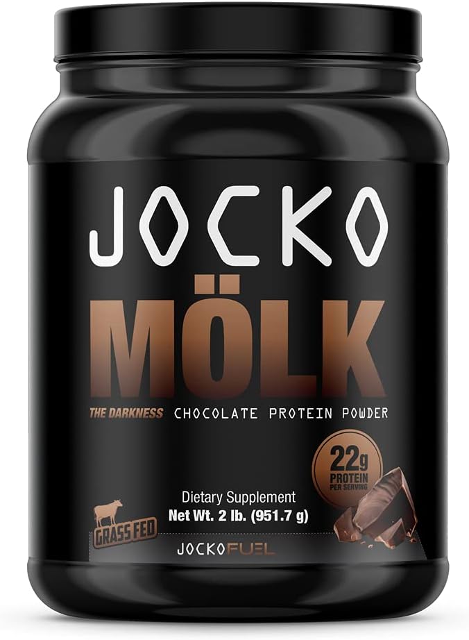 Jocko Mölk Protein Powder (Chocolate) - Keto, Probiotics, Grass Fed Whey, Digestive Enzymes, Amino Acids, Sugar Free Monk Fruit Blend - Supports Muscle Recovery and Growth - 31 Servings Pack of 2