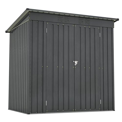 6x4 Ft Outdoor Storage Shed, Heavy-Duty All-Weather Tool Shed with Lockable Doors, Durable Resin Construction for, Patio & Backyard Organization Black