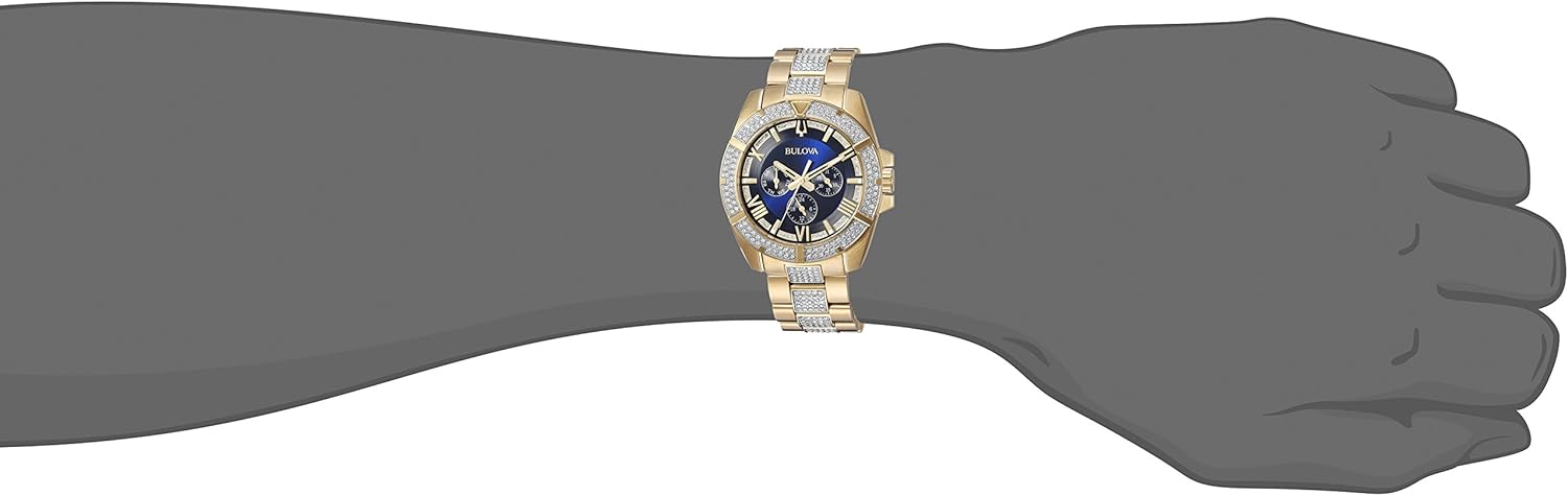 Bulova Men's Crystals Phantom Gold Tone Stainless Steel 6-Hand Multi-Function Quartz Watch Style: 98C128