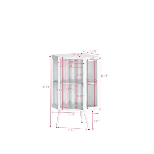22.25" Glass Display Cabinet, Floor Corner Cabinet with Tempered Glass Door & Storage Shelves for Bathroom, Living Room, Bedroom (2 Tier-Black)