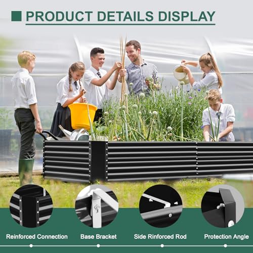 Land Guard 8x4x3ft Rectangular Galvanized Raised Garden Beds, 36" Tall Large-Capacity Metal Planter Box Outdoor, Durable Deep Raised Garden Bed, Raised Beds for Gardening Vegetables, Classic Silver