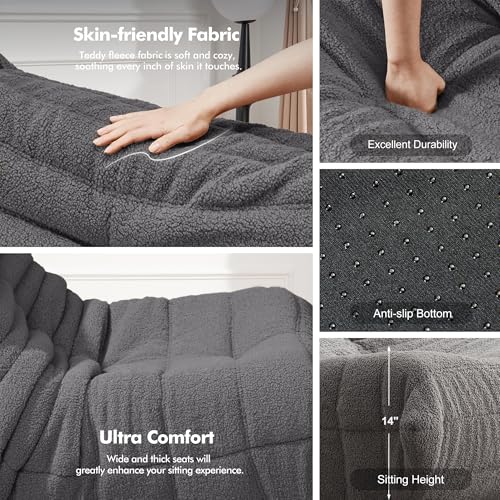Bean Bag Chair Big Sofa Beanbag Chair for Adults Fireside Chair Bean Bag Lounger with Memory Foam Filled for Home,Apartment or Gaming Venue(Black Plush)