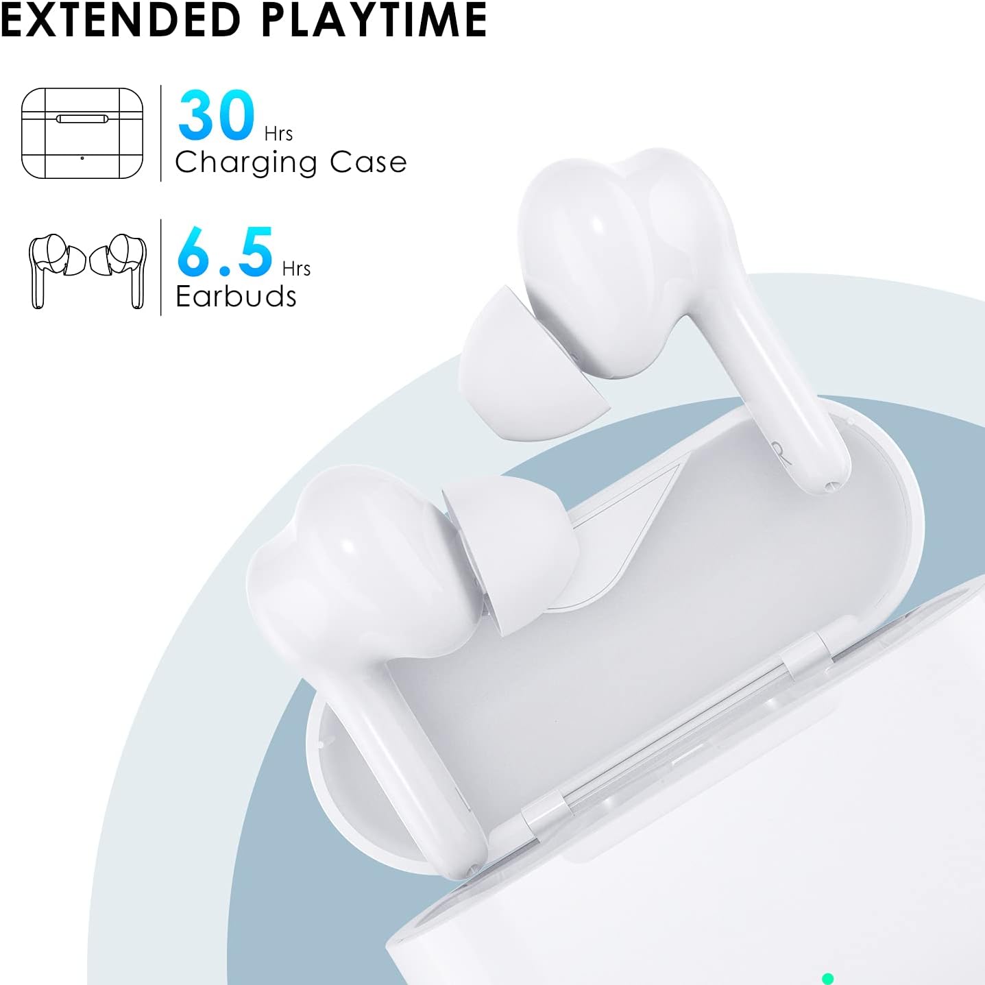 Wireless Earbuds, Bluetooth 5.0 Headphones Waterproof Wireless Headphones with 30H Playtime, Noise-Canceling Mic, in-Ear Ear Buds with Charging Case for Work/Travel/Gym Pack of 2