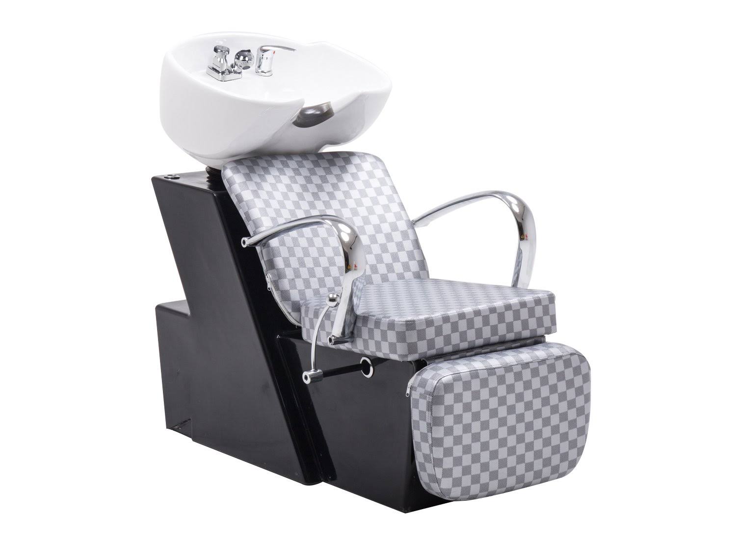 Barberpub Backwash Ceramic Shampoo Bowl Sink Chair, Black