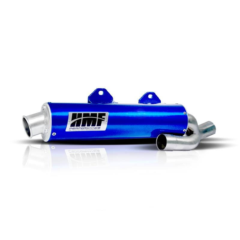 HMF Racing Blue Performance Slip on Exhaust for Yamaha Raptor 700 06-14 End Cap- Turn-Down-Brushed