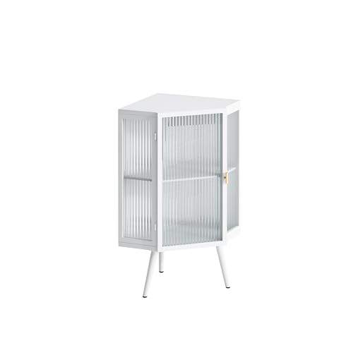 22.25" Glass Display Cabinet, Floor Corner Cabinet with Tempered Glass Door & Storage Shelves for Bathroom, Living Room, Bedroom (2 Tier-Black)