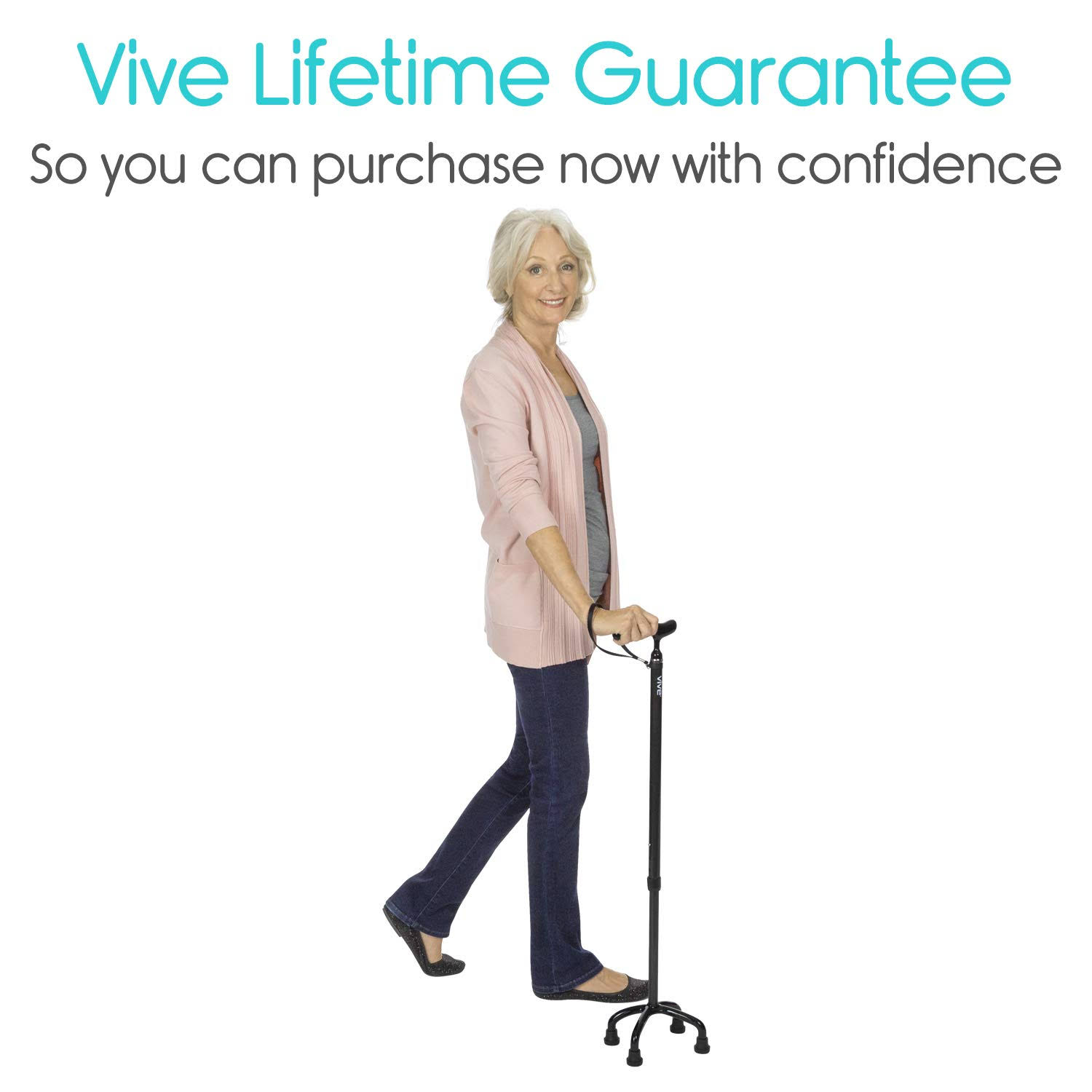 Vive Carbon Fiber Quad Cane - Ultra Lightweight Walking Stick