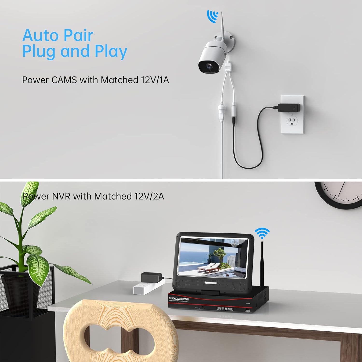 【Two Way Audio】1080P Wireless Security Camera System with Monitor,SAFEVANT 8 Channel Video NVR Systems with 4pcs Outdoor Indoor Home Surveillance IP Camera Night Vision Motion Detection,1TB Hard Drive