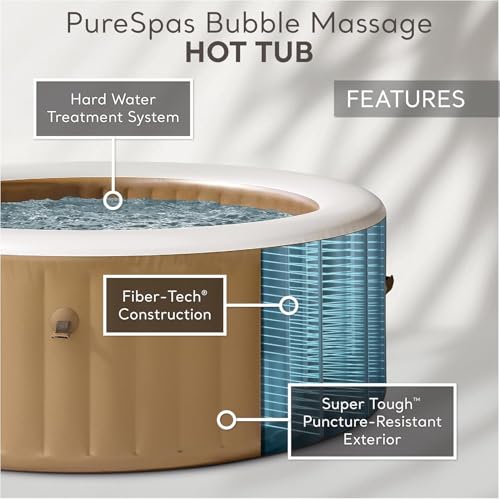 INTEX 28425EH PureSpa Bubble Massage Spa Set Outdoor Inflatable Portable Hot Tub, Includes Energy Efficient Spa Cover, Saltwater System Ready, 4 Person, 77in x 28in