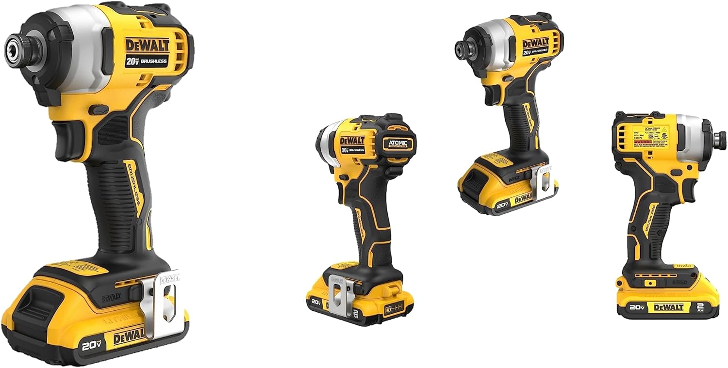 DEWALT ATOMIC 20V-Max Brushless/Cordless Compact 1/4 in. Impact Driver Kit w/Charger, 2.0Ah-Battery, Bag&Belt Clip