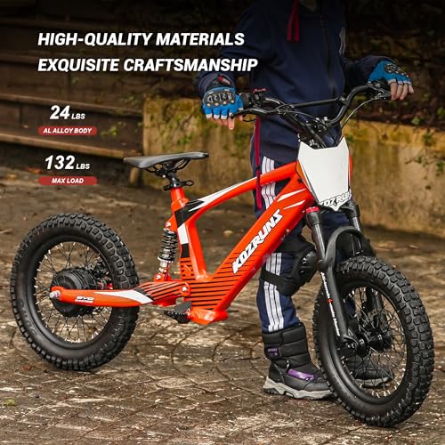 EVO18/20 Lightweight Electric Dirt Bike for Kids, 750/850W Powerful Race-Grade Electric Motorcycle, 18.6/21.7 MPH and 12.4/24.2-Mile Long Range, 3-Speed Mode, for Ages 8-14/12-16
