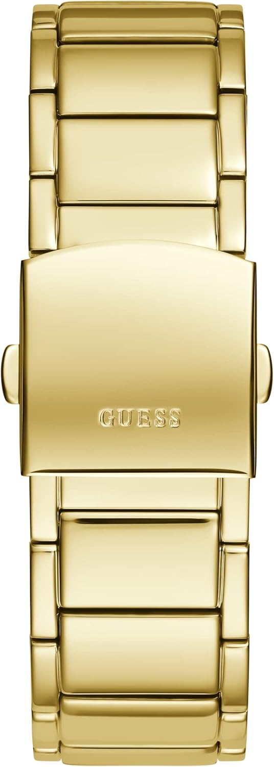GUESS Men's Trend Multifunction Tonneau 43mm Watch – Black Dial Gold-Tone Stainless Steel Case & Bracelet