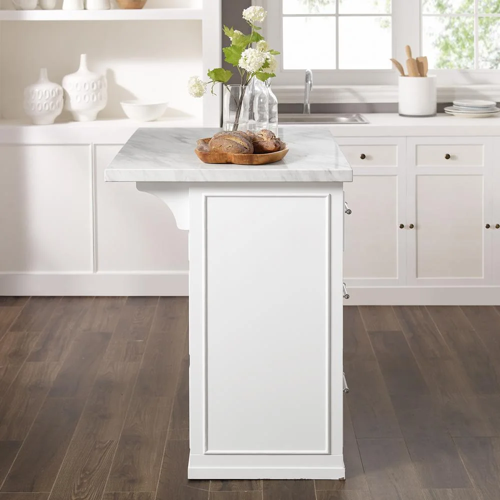 Crosley Furniture Cutler Modern MDF Wood Kitchen Island in White