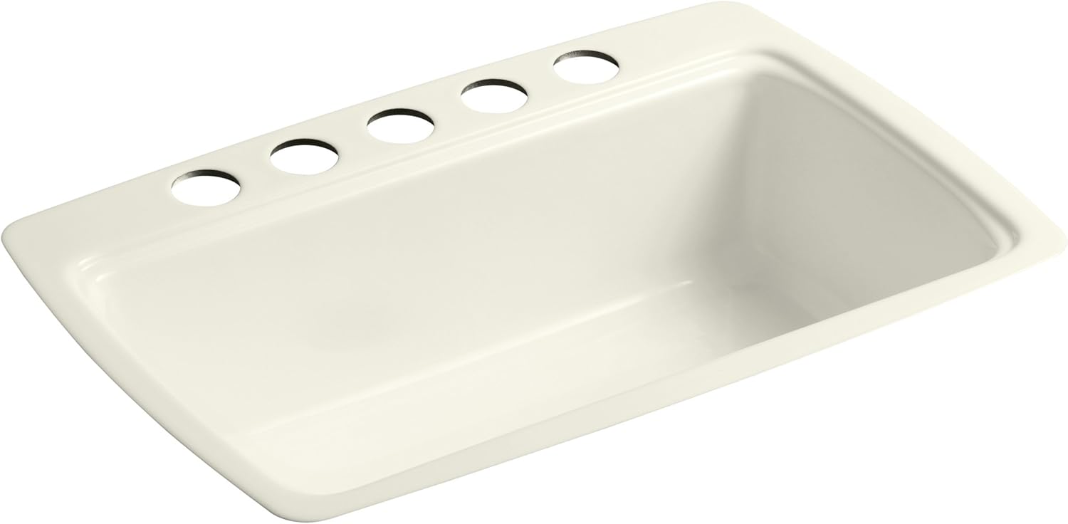 Kohler K-5864-5U-0 Cape Dory Undercounter Kitchen Sink, White, 2.375