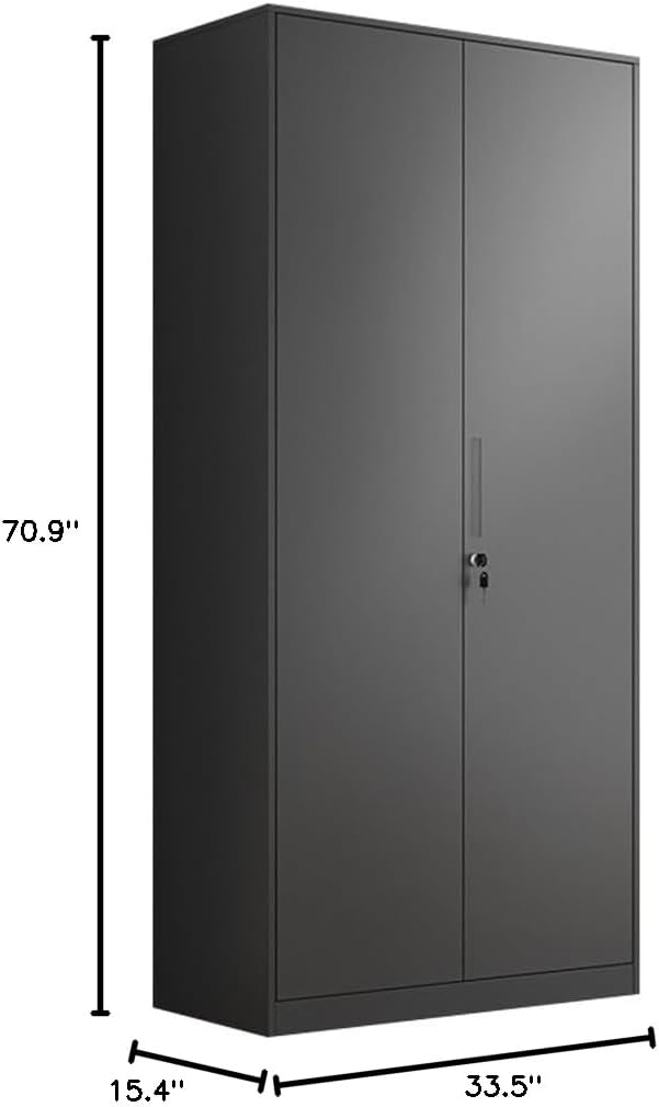 71" Tall Metal Storage Cabinet with Locking and Adjustable Shelves, Multipurpose Storage Cabinets for Garage, Home Office, Pantry