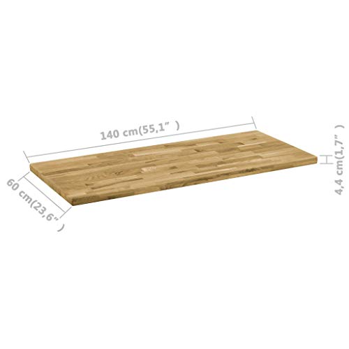 Table Top Solid Oak Wood Rectangular 1.7" 55.1"x23.6",Rustic Wooden Table Top for Dining or Coffee Table, Solid Oak Wood, Lacquered and Sanded, Naturally-derived Wood Color (55.1" x 23.6" x 7")