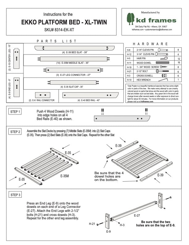 Ekko Platform Bed - Queen Bed Frame - Unfinished Wood Bed Frame - Natural, Minimalist Bed - Floating Bed Design - Easy Assembly, No Box Spring Needed - Solid Wood Queen Platform Bed