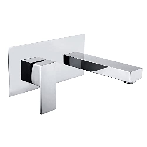 SUMERAIN Wall Mount Bathroom Faucet Black and Gold Finish, Lavatory Vessel Sink Faucet with Rough in Valve