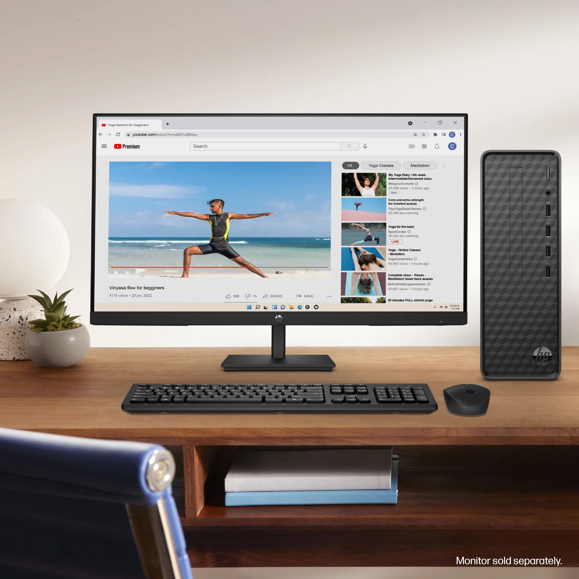 HP Slim Desktop Tower, Intel Pentium, 8GB Memory, 256GB SSD,  Windows 11 Home,  Black, S01-aF2023w