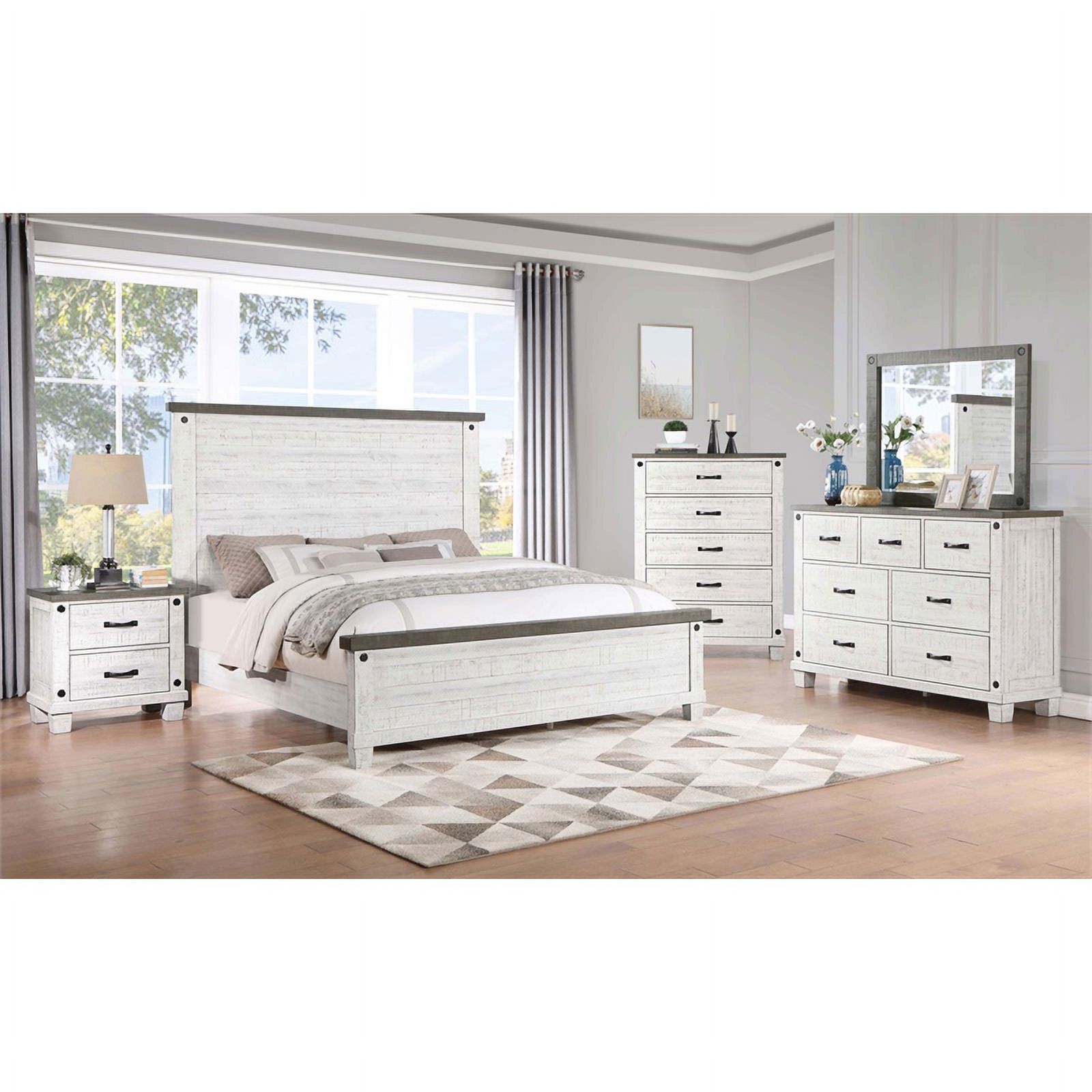 Pemberly Row 5-piece Wood Queen Bedroom Set Distressed Gray and White
