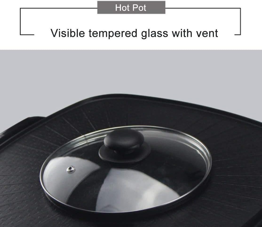 Korean Barbecue Hot Pot Double Pot, Integrated Cooker Pot, Smokeless Non-Stick Barbecue Grilled Shabu-Shabu Electric Hot Pot Electric Barbecue Electric Baking Pan, 1700W