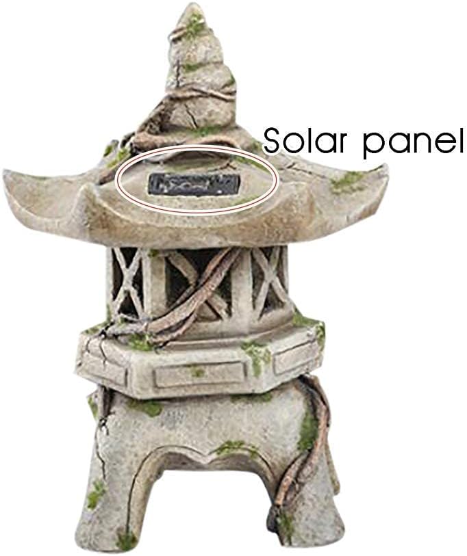 Asian Japanese Lantern Solar Pagoda Garden Statue Decor Garden Ornament