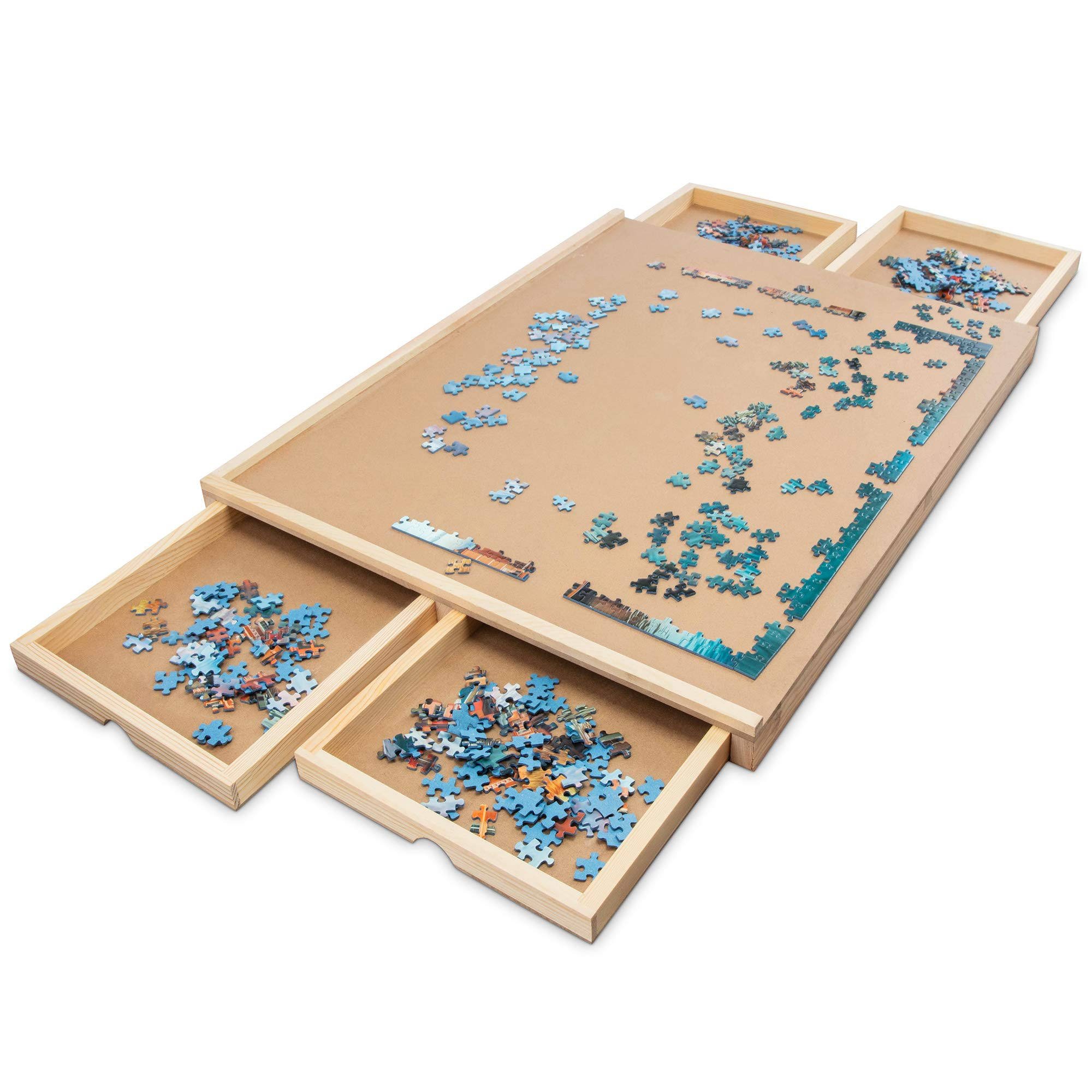 Skymall 1000 Piece Puzzle Board | Premium Wooden Jigsaw Puzzle Table with 4 Magnetic Removable Storage u0026 Sorting Drawers | 2