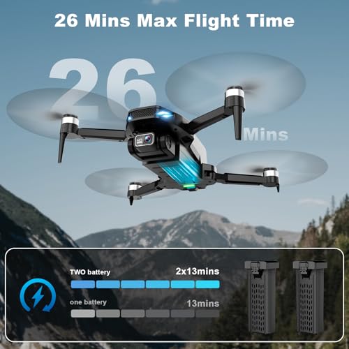 Drone with Camera, 2K HD FPV Drone with Brushless Motor, Altitude Hold, Gesture Selfie, 3D Flips, Waypoint Fly, One Key Take Off/Landing, Foldable Mini Drones for Adults and Beginners